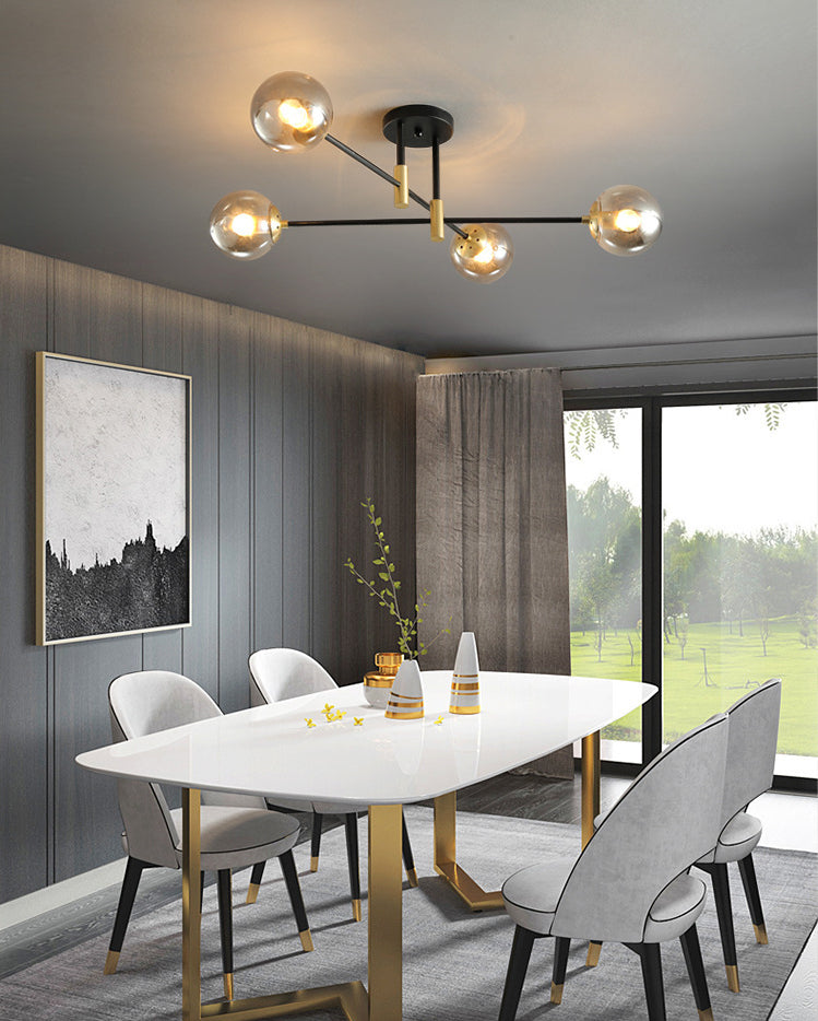 Nordic Style Ceiling Flush Mount Round Glass Flush Mount Ceiling Light for Bedroom