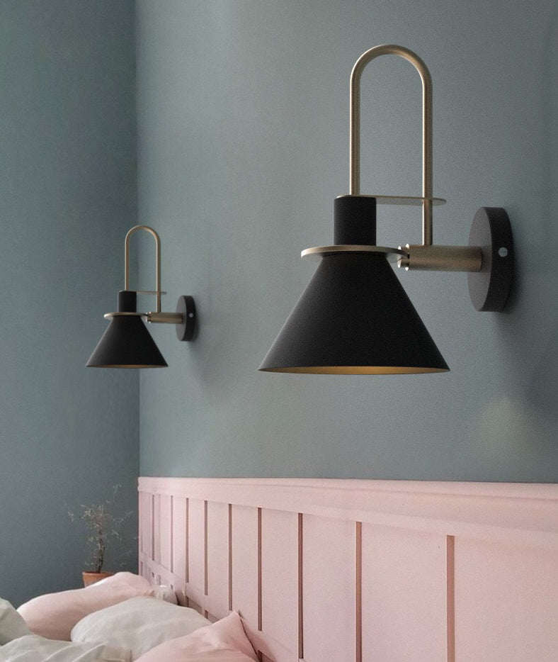 12" H Nordic Macaroon Style Metal Wall Sconce Single Bulb Cone Shade Wall Lamp for Bedroom