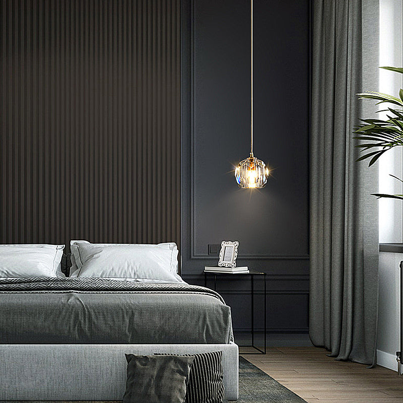 Single Pendant Lighting Globe Modern Design Ceiling Light with Crystal Accents