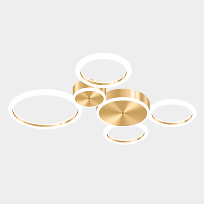 Gepolijste gouden ring inbouw minimalistische acryl LED-plafondlamp voor woonkamer