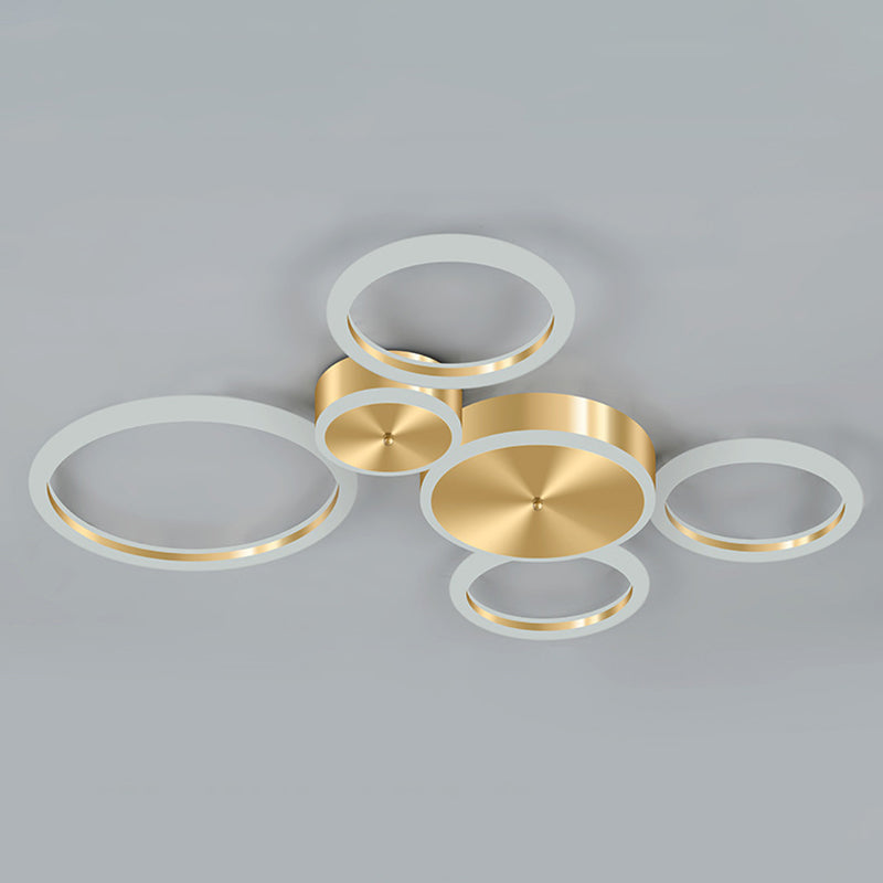 Polished Gold Ring Flushmount Minimalist Acrylic LED Ceiling Lamp for Living Room
