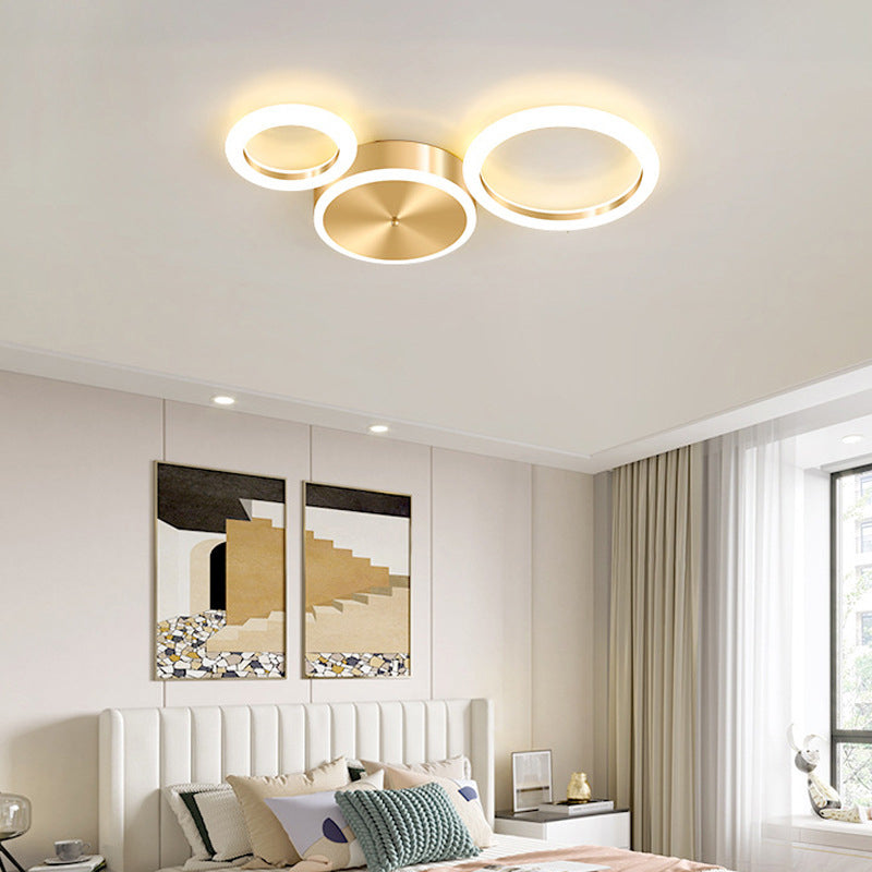 Gepolijste gouden ring inbouw minimalistische acryl LED-plafondlamp voor woonkamer