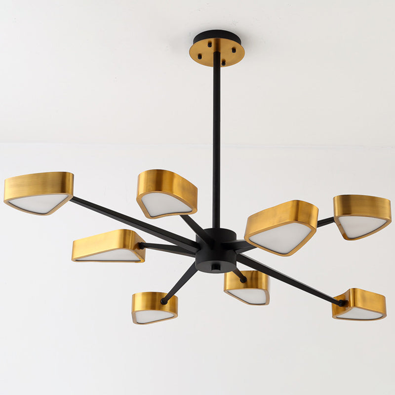 Lampadario a sospensione del metallo post-moderno lampadario triangolare a soffitto in oro per soggiorno