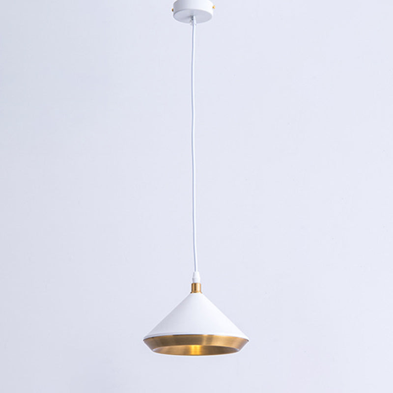 Modern Style Cone Metal Shade Hanging Light Single Bulb Mini Suspension Lamp for Bedroom