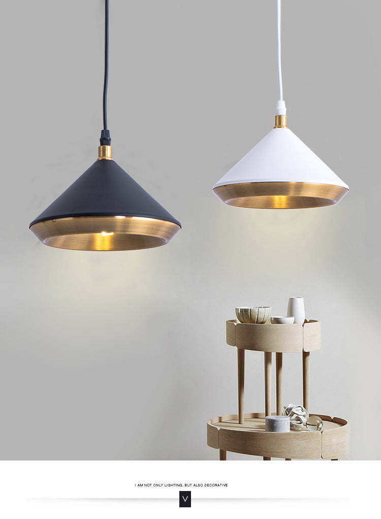 Modern Style Cone Metal Shade Hanging Light Single Bulb Mini Suspension Lamp for Bedroom