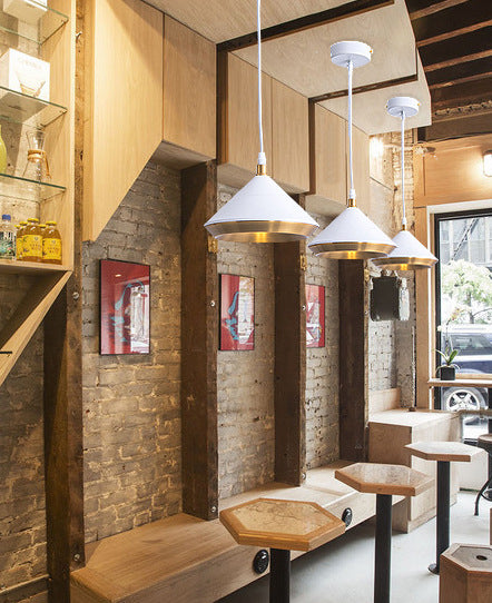 Modern Style Cone Metal Shade Hanging Light Single Bulb Mini Suspension Lamp for Bedroom