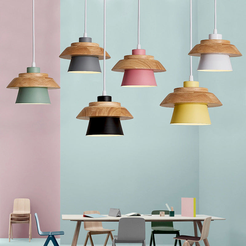 Kit de luz colgante de estilo nórdico de techo colgante de madera para comedor para comedor