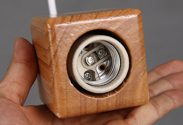 Minimalist Square Hanging Pendant Light Wooden Restaurant Suspension Pendant in Wood