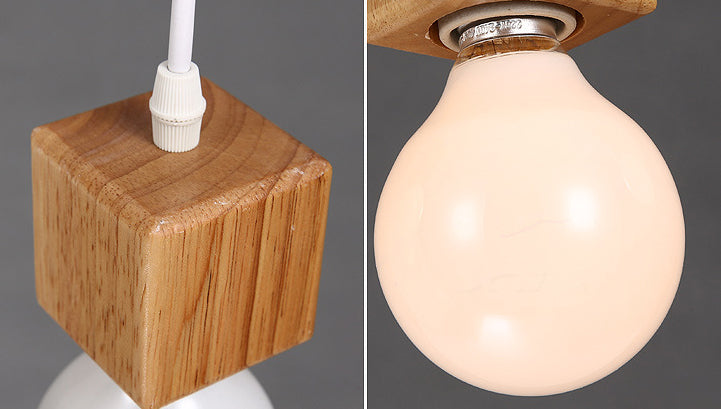 Minimalist Square Hanging Pendant Light Wooden Restaurant Suspension Pendant in Wood