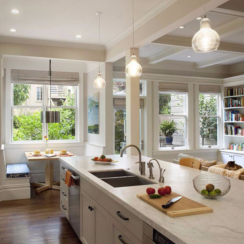 Bulb Glass 1 Light Hanging Light Fixtures Adjustable Wire Pendant Lighting for Restaurant