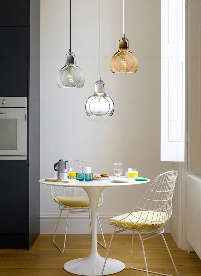 Bulb Glass 1 Light Hanging Light Fixtures Adjustable Wire Pendant Lighting for Restaurant