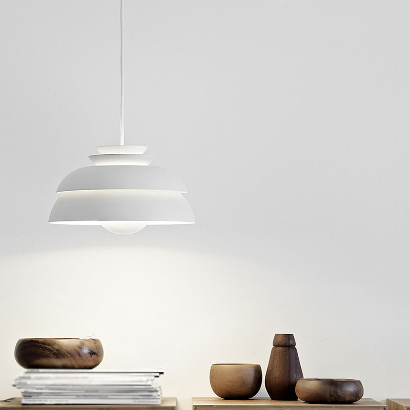 Diseño de capas Minimalismo Minimalismo Minimalismo Lámpara colgante de aluminio Aleación de una sola bombilla Café Luz decorativa en blanco puro
