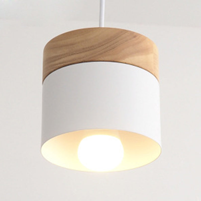 Macaron de macaron intérieur Pendoir léger en bois mini-plafond lampe à l'ombre en métal