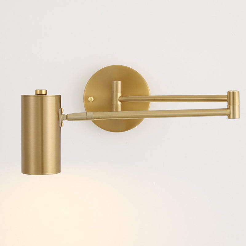 Post moderna estilo de pared de metal cilíndrica de estilo moderno con el brazo oscilante de la luz de la cama de la cama del brazo de la cabecera.