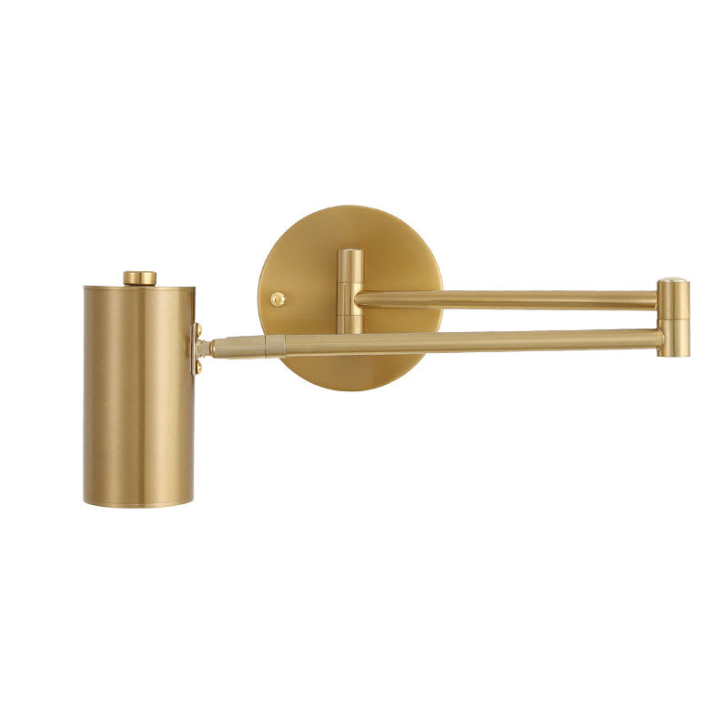 Post moderna estilo de pared de metal cilíndrica de estilo moderno con el brazo oscilante de la luz de la cama de la cama del brazo de la cabecera.