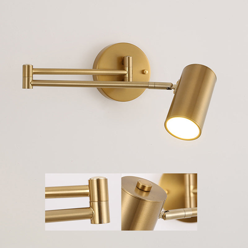 Post moderna estilo de pared de metal cilíndrica de estilo moderno con el brazo oscilante de la luz de la cama de la cama del brazo de la cabecera.