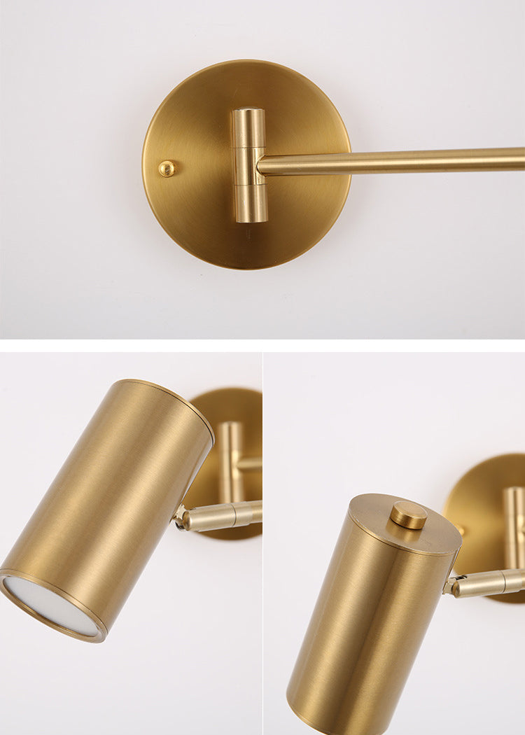 Post moderna estilo de pared de metal cilíndrica de estilo moderno con el brazo oscilante de la luz de la cama de la cama del brazo de la cabecera.