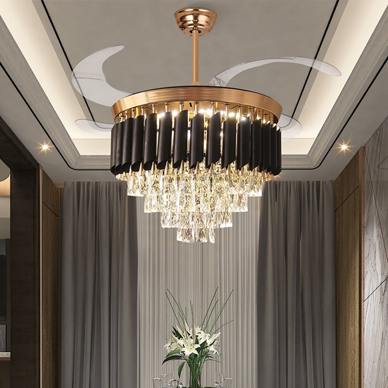 GOLD VIELED -Deckenventilator Leuchtmittel modernistische K9 -LED -LED -Leuchten mit Fernbedienung/Frequenzumwandlung für Esszimmer