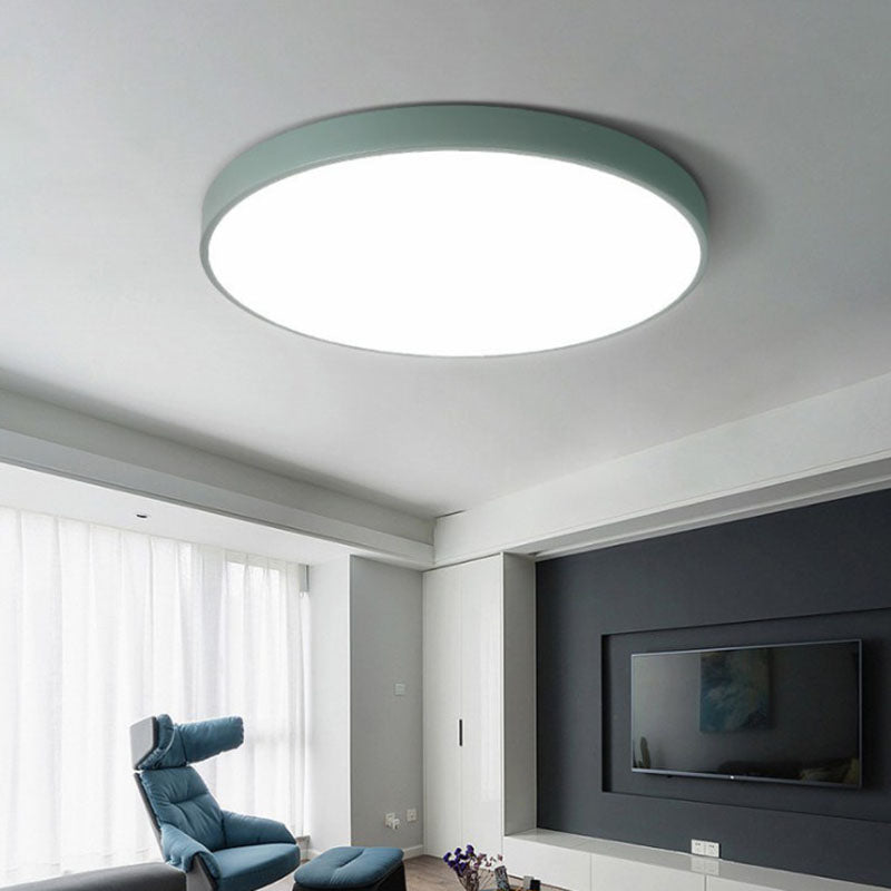 Minimalistic Macaron Flush Mount LED Light Round Ceiling Fixture with Acrylic Shade