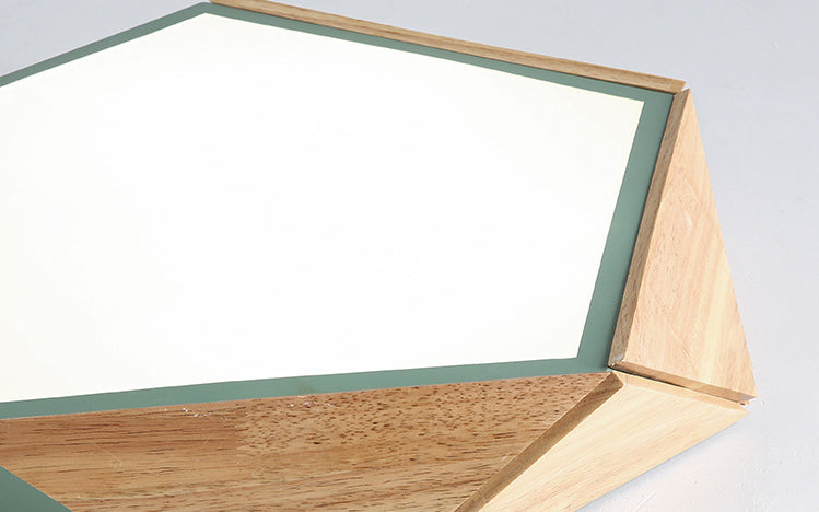 Pentagonal Flush Mount Plafond Lamp Macaron Metaal en hout slaapkamer LED Flush Light
