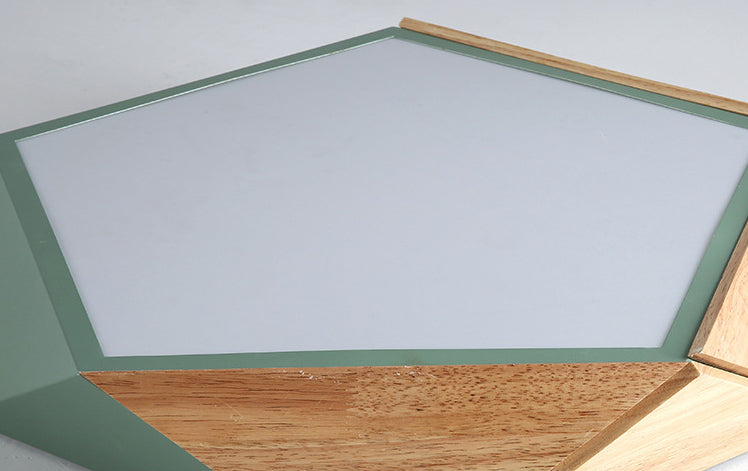 Pentagonal Flush Mount Plafond Lamp Macaron Metaal en hout slaapkamer LED Flush Light