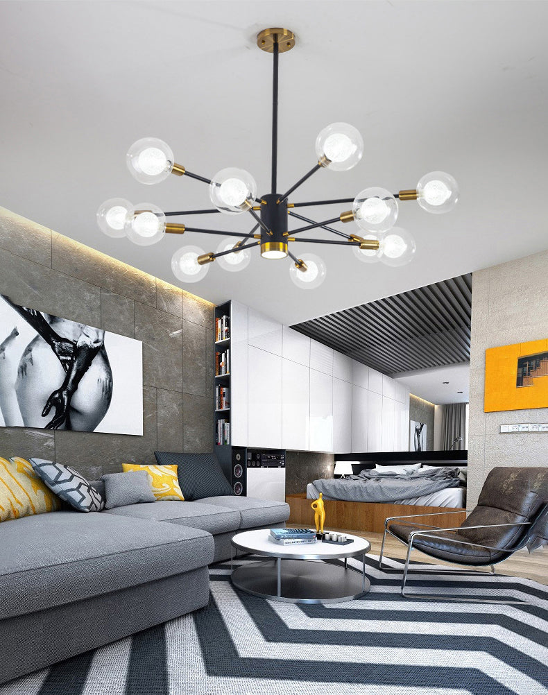 12 Lampadella in vetro leggero Lampaggio Light Minimalist Style Lampone dell'illuminazione in nero in nero