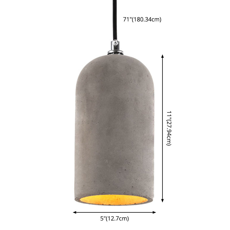 Restaurant de cylindre suspension suspendue ciment moderne pendant plafond lumière en gris