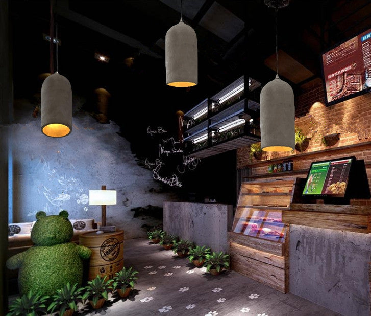 Ristorante cilindro a sospensione lampada a sospensione Cemento a sospensione moderno a sospensione in grigio