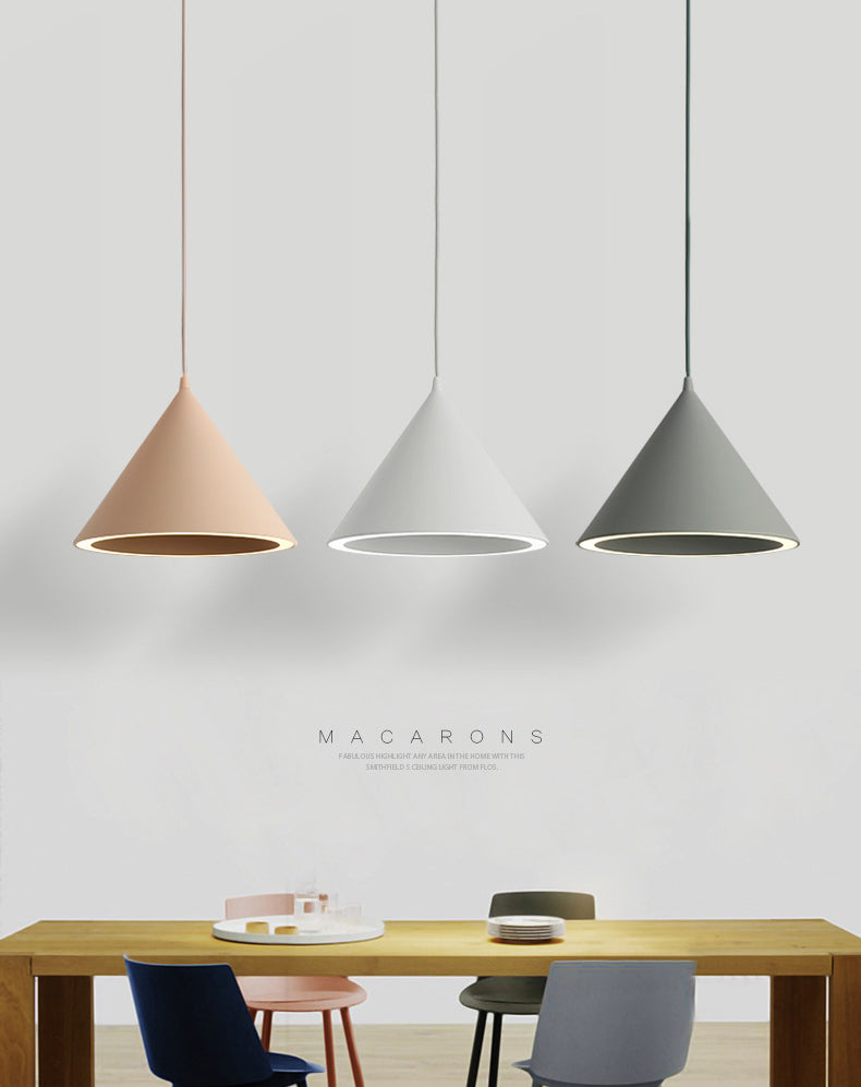 Makaroon -Mini -Anhänger -Leuchten -Leuchten -Aluminiumkegelform -Pendellampe zum Dinging -Tisch