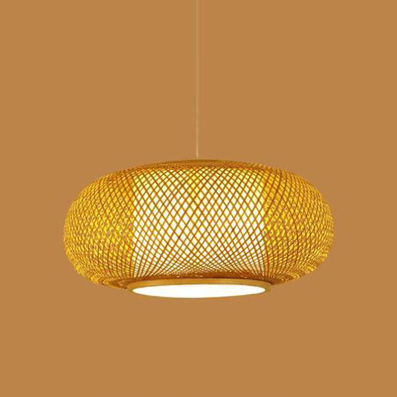 Stile asiatico in tema a mano Bamboo Lampada sospesa Lanterne a forma di lampadina a forma di lampadina per ristorante
