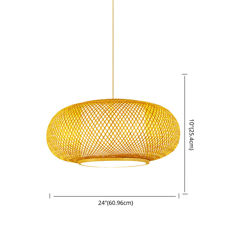 Stile asiatico in tema a mano Bamboo Lampada sospesa Lanterne a forma di lampadina a forma di lampadina per ristorante