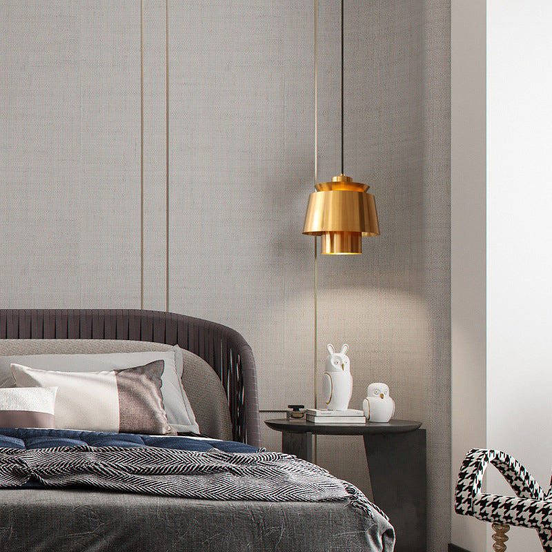 Gold 1 Light Pendant Lamp Mid-Century Creative Design Metal Hanging Lamp for Bedroom