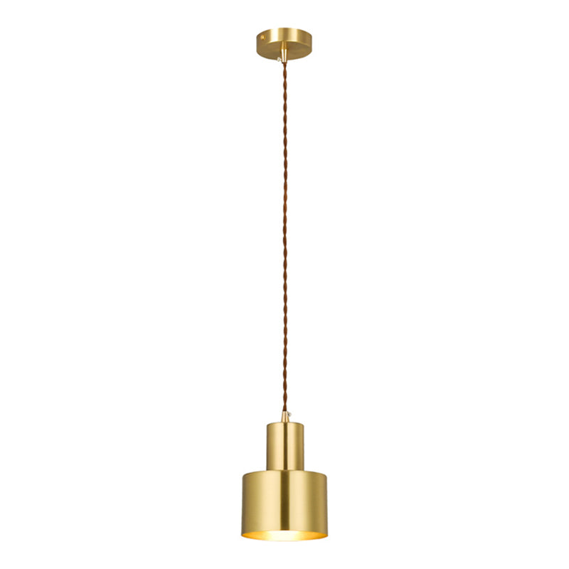 Post-Modern Cylindrical Shape Pendant Light Brass 1 Light Small Suspension Light  for Living Room