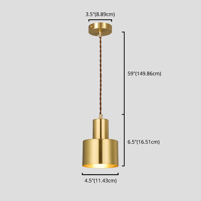 Forme cylindrique post-moderne Bras de pendentif en laiton 1 lumière petite suspension Lumière pour le salon