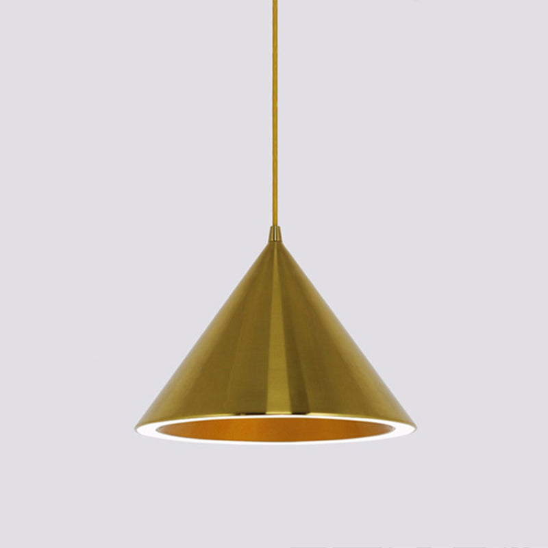 Post-Modern Minimalism Tapered Pendant Light Gold Metal 1-Light Pendant Lighting for Bedroom