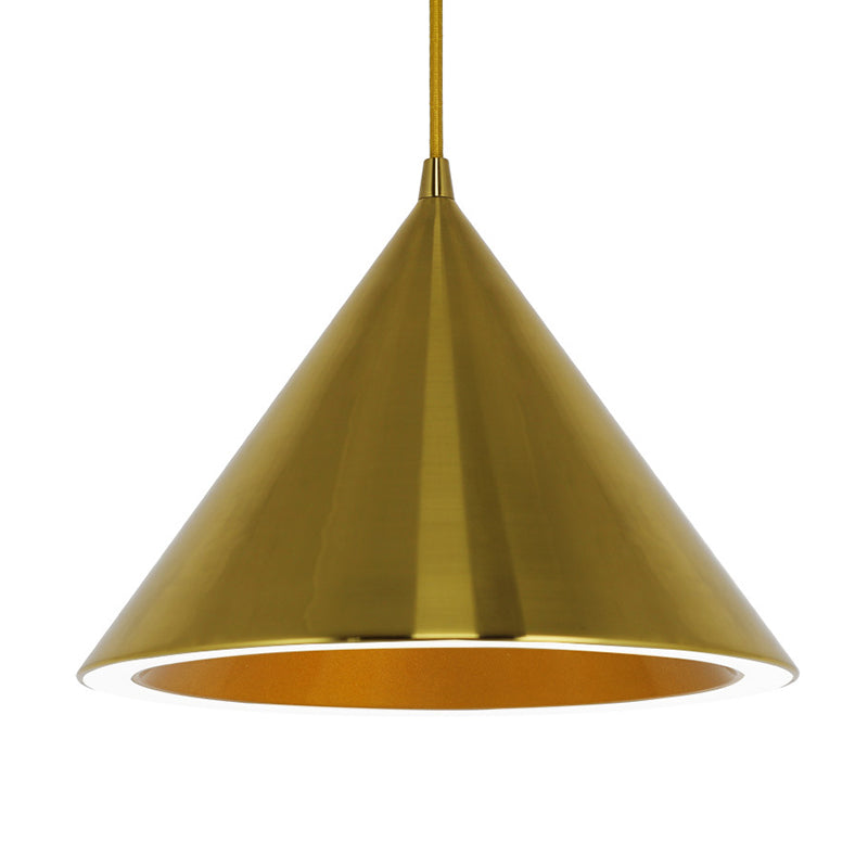 Post-Modern Minimalism Tapered Pendant Light Gold Metal 1-Light Pendant Lighting for Bedroom