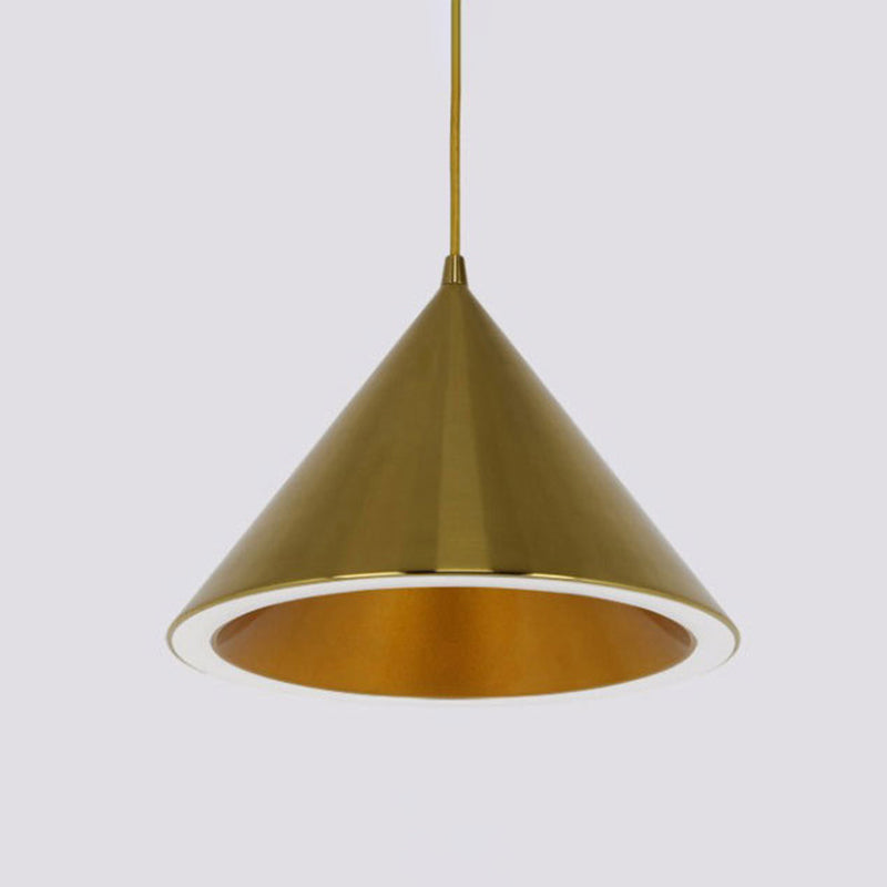 Post-Modern Minimalism Tapered Pendant Light Gold Metal 1-Light Pendant Lighting for Bedroom