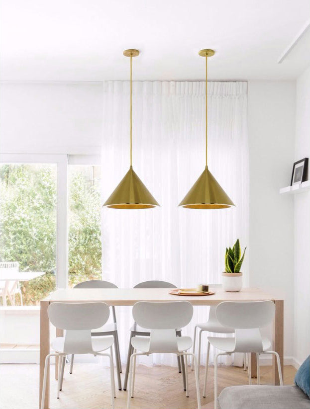 Post-Modern Minimalism Tapered Pendant Light Gold Metal 1-Light Pendant Lighting for Bedroom