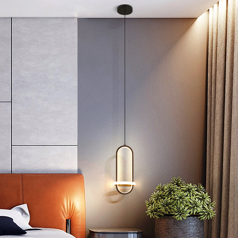 Oval Aluminium Ceiling Pendant 47"Suspension Wire Ceiling Pendant Light for Bedside