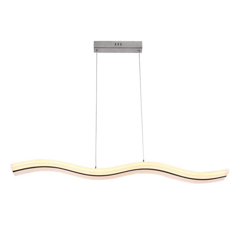 39.3" Length Wave Shaped LED Island Light Nordic Simplicity Style Long Strip Acrylic Lighting Fixture for Kitchen Bar