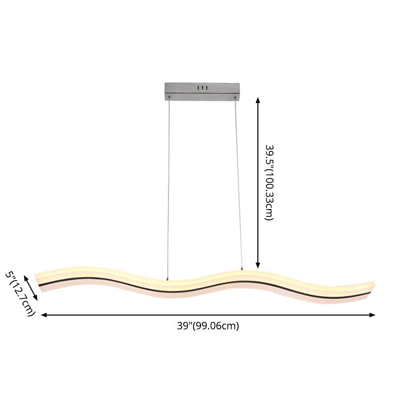 39.3" Length Wave Shaped LED Island Light Nordic Simplicity Style Long Strip Acrylic Lighting Fixture for Kitchen Bar