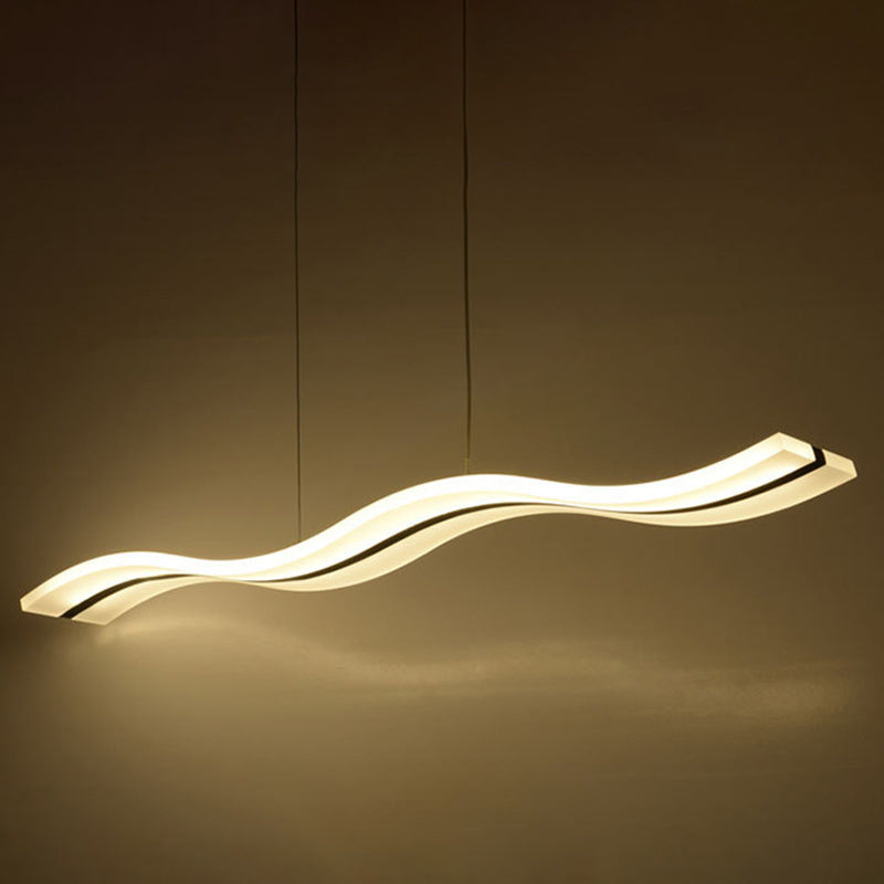 39.3" Length Wave Shaped LED Island Light Nordic Simplicity Style Long Strip Acrylic Lighting Fixture for Kitchen Bar