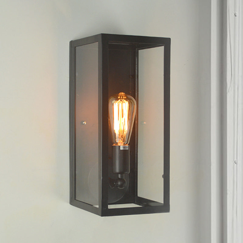 Iluminación de pared de vidrio transparente de pared rectangular industrial vintage para cafetera para cafetería