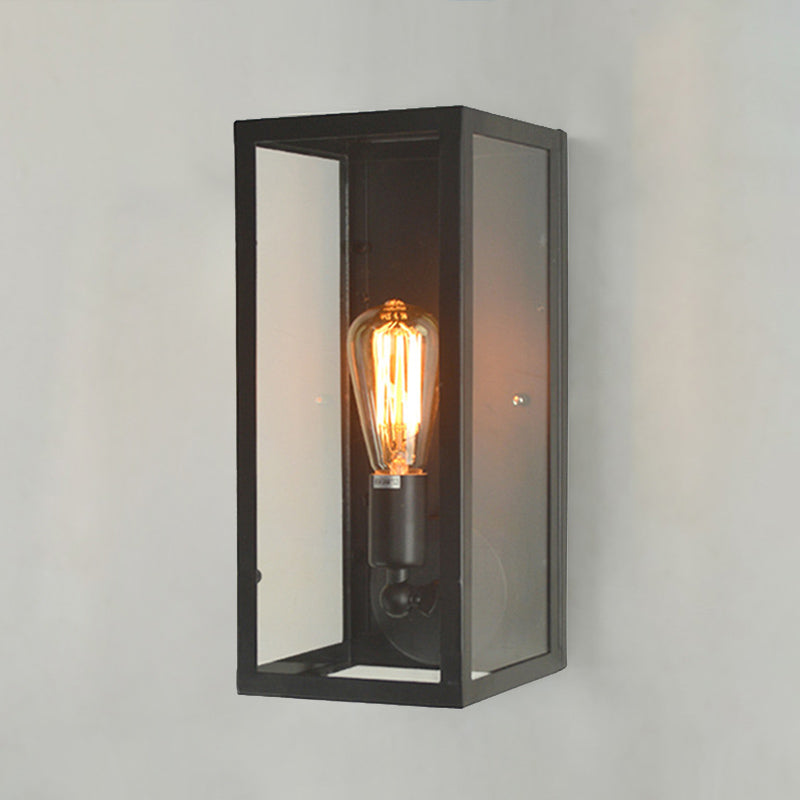 Iluminación de pared de vidrio transparente de pared rectangular industrial vintage para cafetera para cafetería