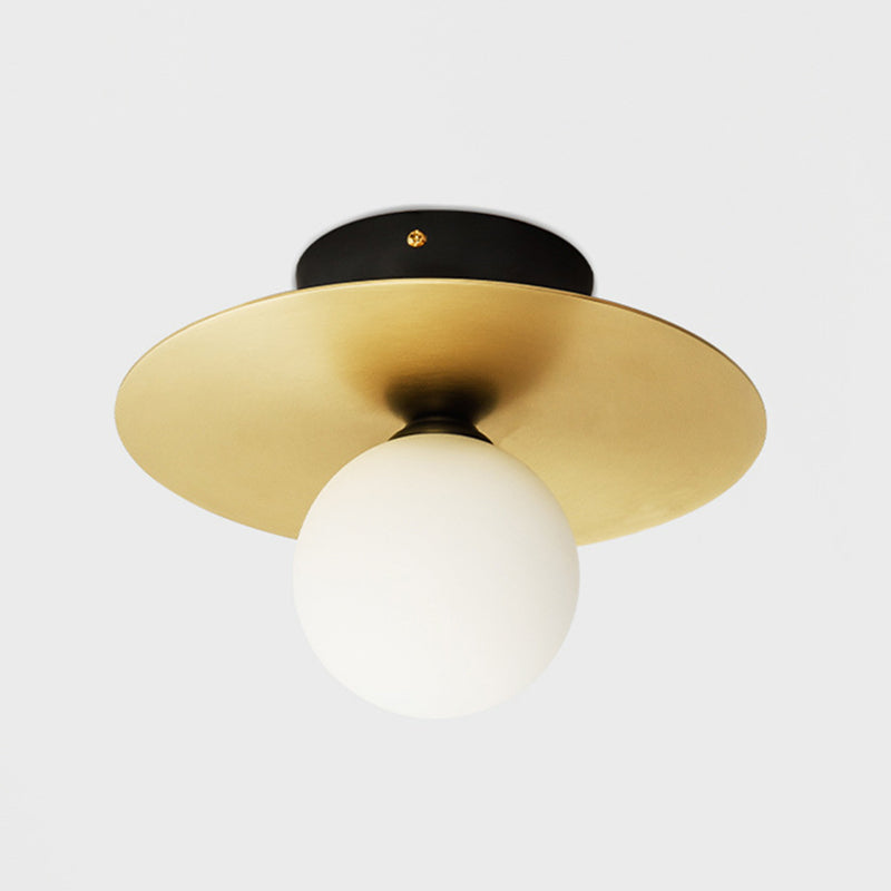 Altezza da 9 pollici in metallo rotondo Punzione murale Sconce Post-Moderna Bianco in vetro bianco Mini Mini Mini Luce da parete