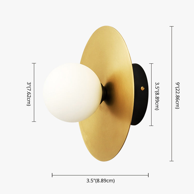 Altezza da 9 pollici in metallo rotondo Punzione murale Sconce Post-Moderna Bianco in vetro bianco Mini Mini Mini Luce da parete