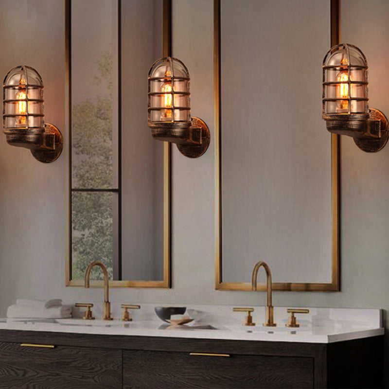 Lámparas de pared de la jaula industrial vintage de metal y vidrio Montaje de pared Luz de luz para barra