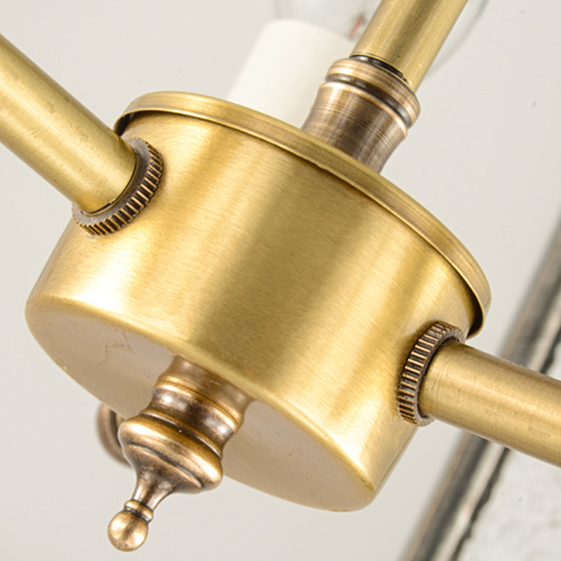 Brass 3/4 Heads Semi Flush Mount Colonialism Sandblasted Glass Dome Ceiling Fixture for Dining Room, 13"/16" W