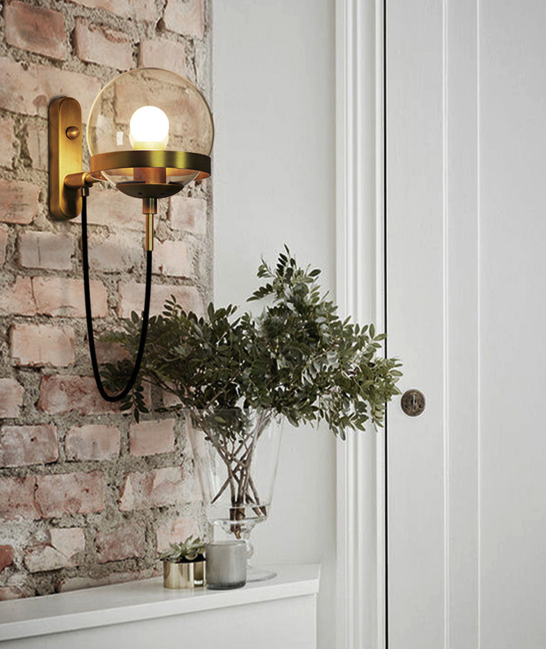 Industrial Style Globe Wall Mount Lighting Clear Glass Wall Mounted Lighting for Restaurant