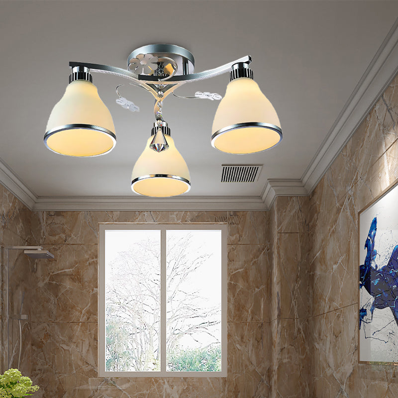Crystal Cone semi-inbouwverlichting 3-lichts semi-inbouwlamp voor slaapkamer met opalen glazen kap